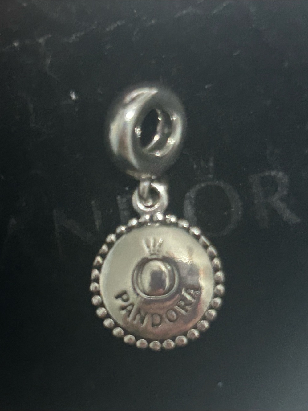 Pandora Silver Round Logo Dangle Charm
